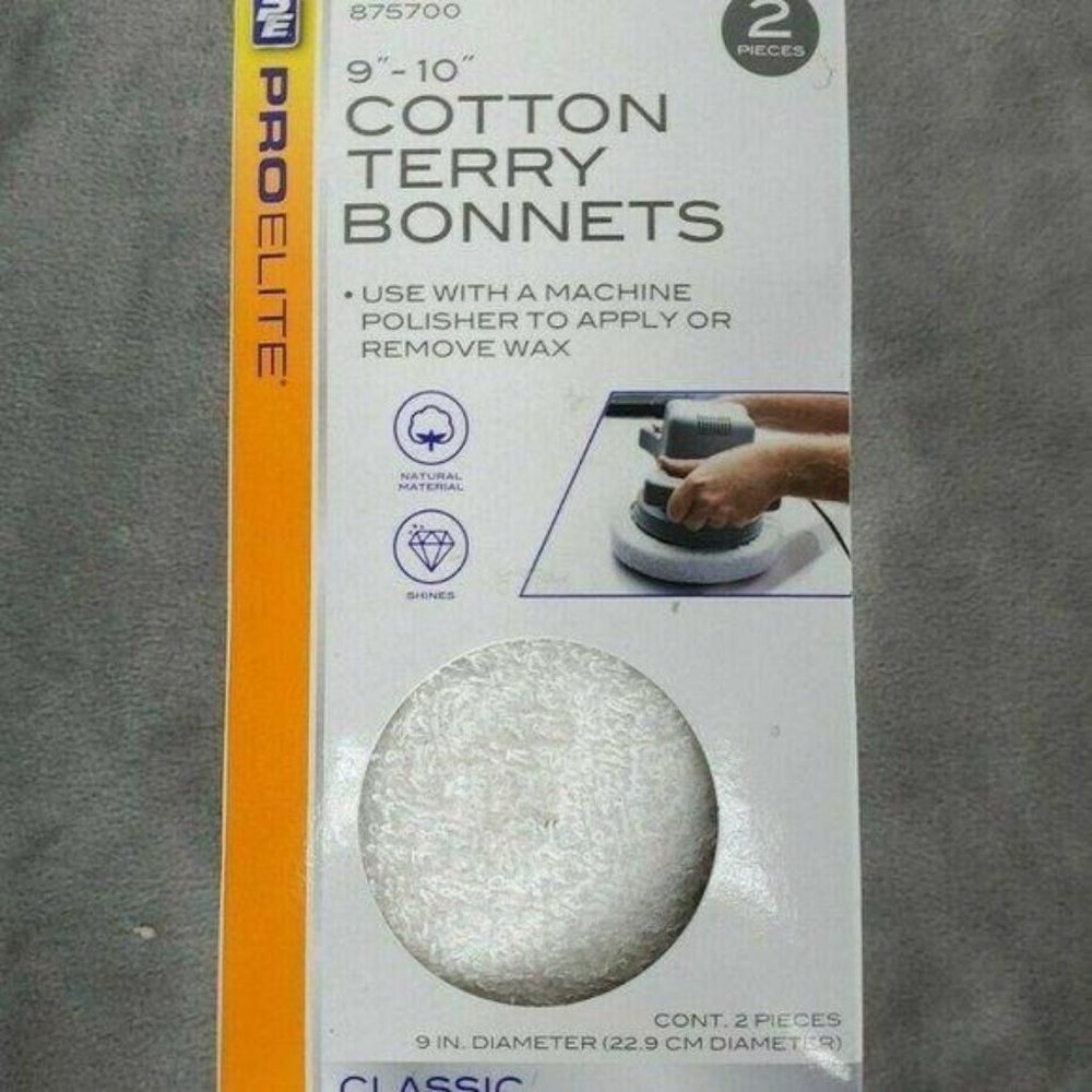 Pro Elite Two 9" to 10" cotton terry polishing‎ Bonnets car waxing accessories